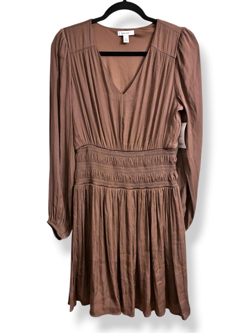 🤎 Nine West Smocked Waist Mini Dress Size Medium